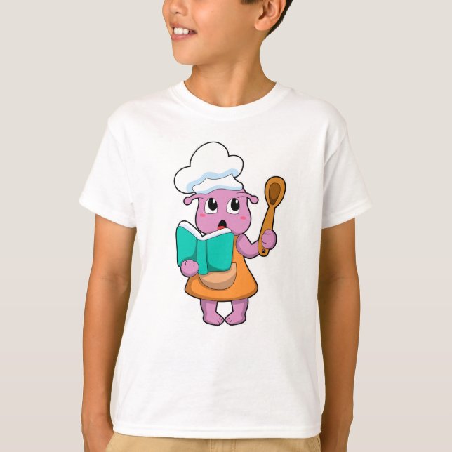 Alien as Cook with Cookbook T-Shirt (Front)