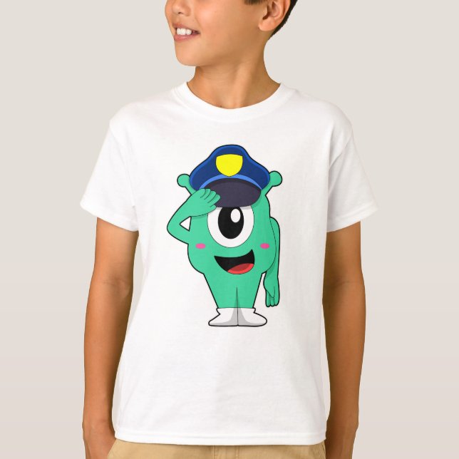 Alien as Police officer with Police hat T-Shirt (Front)