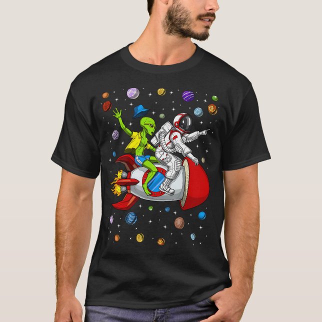 Alien Astronaut Rocket Adventure T-Shirt (Front)