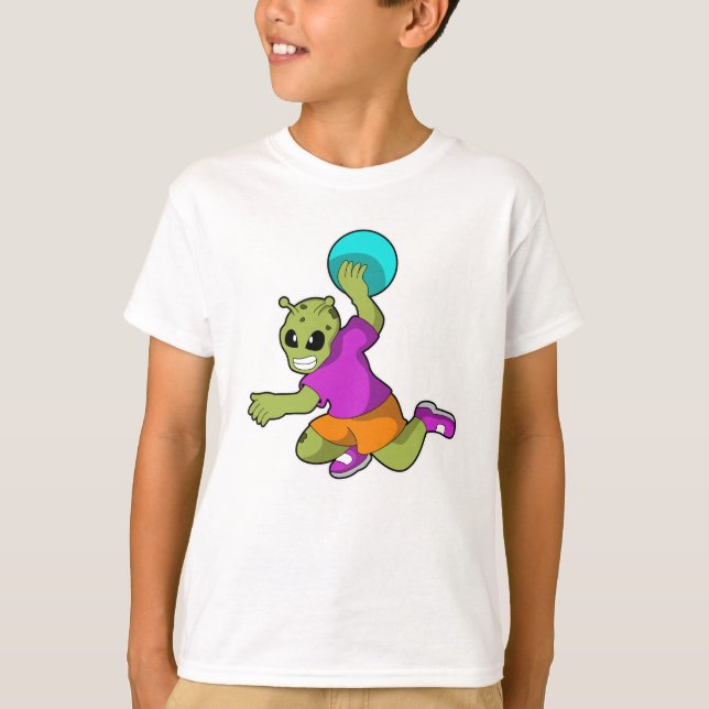 Alien at Handball player with Handball T-Shirt (Front)