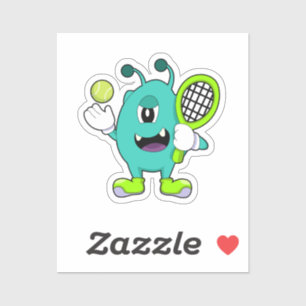 Alien at Tennis with Tennis racket