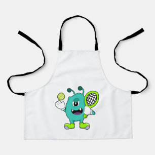 Alien at Tennis with Tennis racket Apron