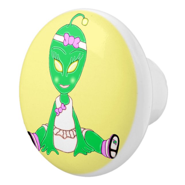 Alien Baby Girl Ceramic Knob (Right)
