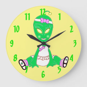 Alien Baby Girl Large Clock