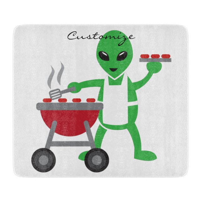 Alien Barbecue Cookout Thunder_Cove Cutting Board (Front)