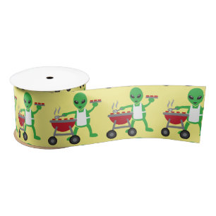 Alien Barbecue Cookout Thunder_Cove Satin Ribbon
