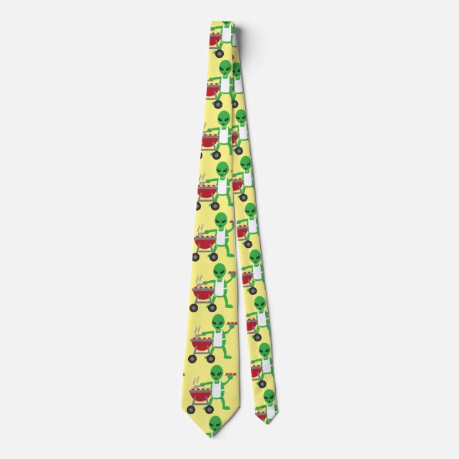 Alien Barbecue Cookout Thunder_Cove Tie (Front)