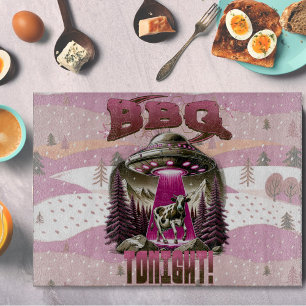 Alien BBQ Cow Abduction Joke Cutting Board