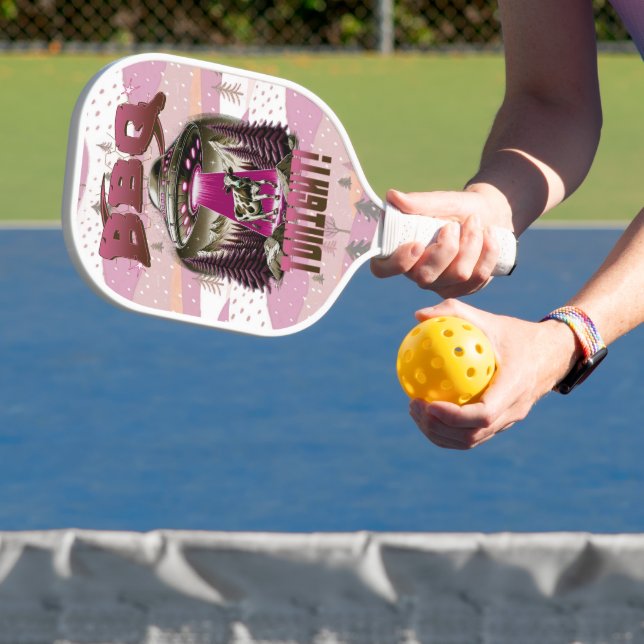 Alien BBQ Cow Abduction Joke Pickleball Paddle (Insitu)
