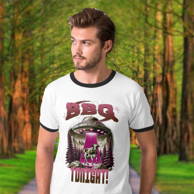 Alien BBQ Cow Abduction Joke T-Shirt (Creator Uploaded)