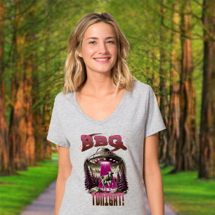 Alien BBQ Cow Abduction Joke T-Shirt