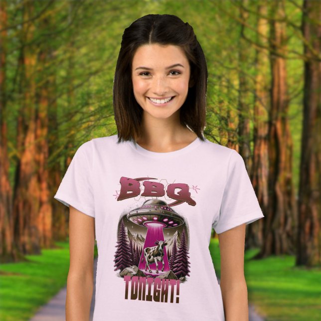 Alien BBQ Cow Abduction Joke T-Shirt (Creator Uploaded)