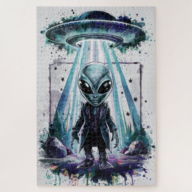 Alien beaming out from UFO Puzzle (Vertical)