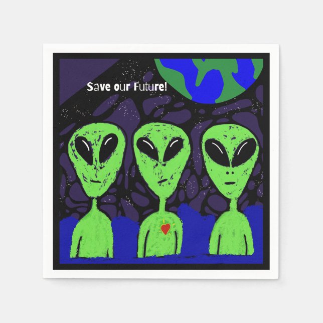 Alien beings space art napkin (Front)