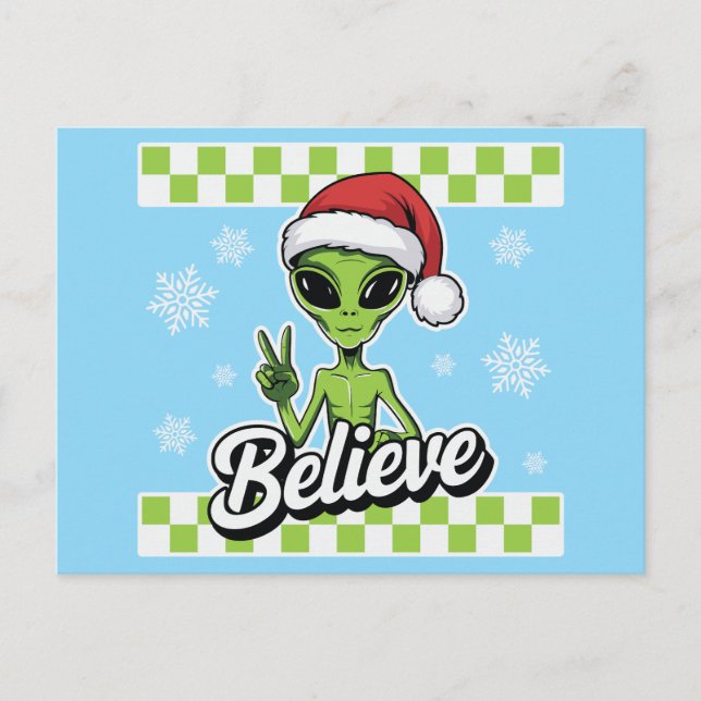 Alien Believe Holiday Postcard (Front)