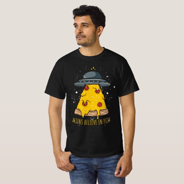 Alien Believe in Pizza T-Shirt (Front Full)