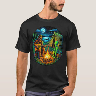 Alien Bigfoot Loch Ness Campfire Sasquatch Funny T-Shirt
