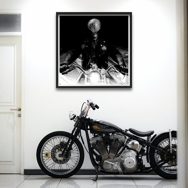 Alien Biker (Black & White Version) Poster (Creator Uploaded)