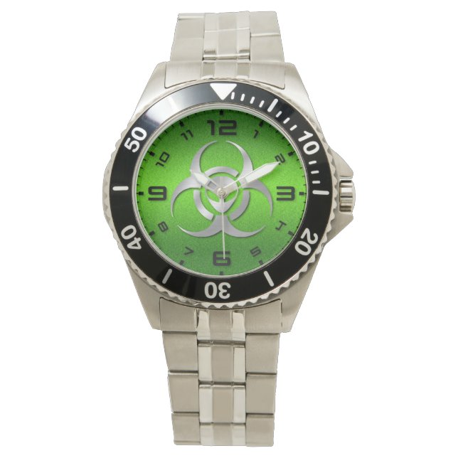 Alien BioHazard Green Steel Watch (Front)