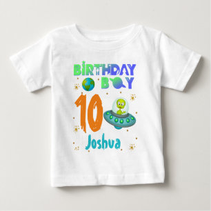 Alien Birthday Boy Party Theme Spaceship  Baby T-Shirt