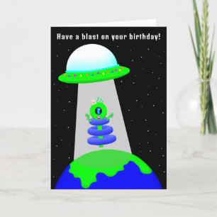 Alien Birthday Girl folded card by Jo Images