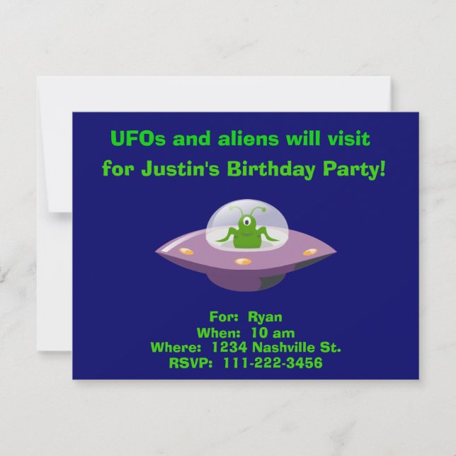 Alien Birthday Invitation (Front)