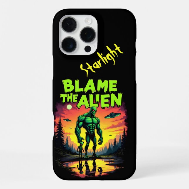Alien Blamed Under Mystical Sunset iPhone Case (Back)