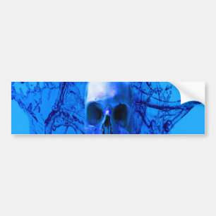 Alien blue skull bumper sticker