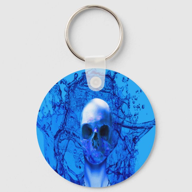 Alien blue skull key ring (Front)