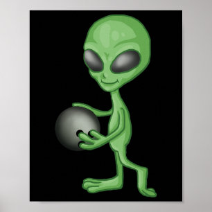 Alien Bowling Funny Bowler Poster