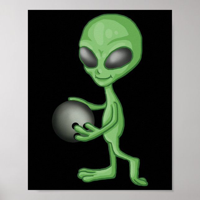 Alien Bowling Funny Bowler  Poster (Front)