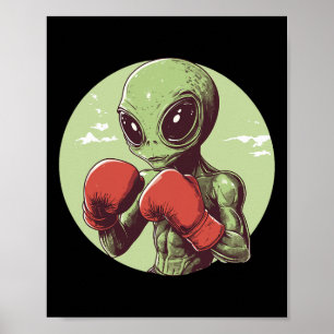 Alien Boxer Ready To Fight In Gloves  Poster