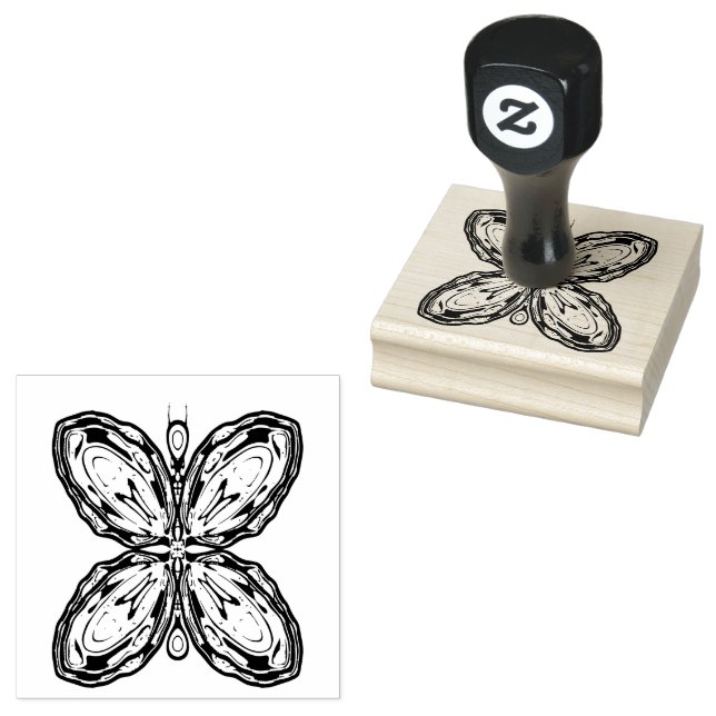 Alien butterfly (colourful pattern) v1 rubber stamp (Stamped)
