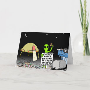 Alien Cartoon - Eviction Cartoon Card