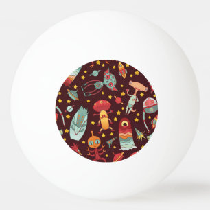 Alien Cartoon: Vintage Space Fun Ping Pong Ball