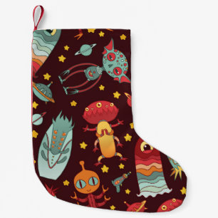 Alien Cartoon: Vintage Space Fun Small Christmas Stocking