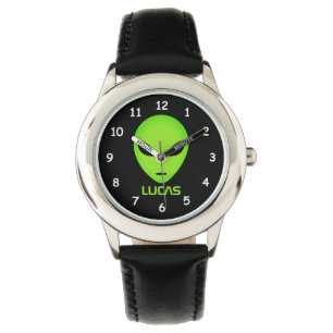 Alien cartoon watch personalised with kids name