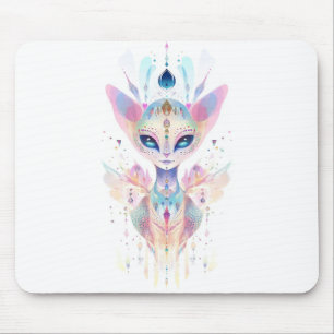 Alien cat face mouse pad