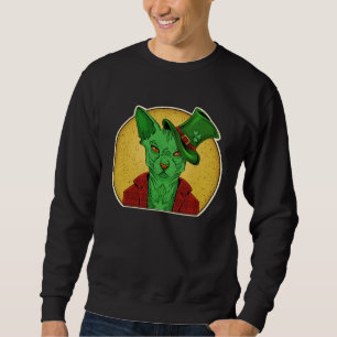 Alien Cat Green Sphynx Leprechaun Cool Hairless Sp Sweatshirt