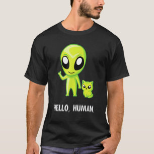 Alien Cat     Hello Human Ufo Kitten T-Shirt