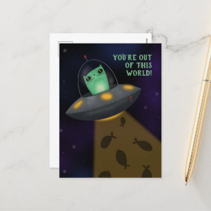 Alien Cat Holiday Postcard