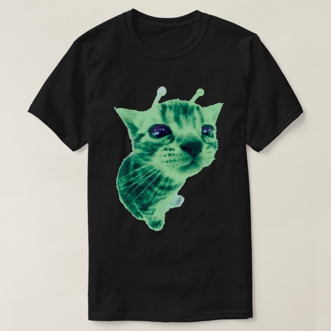 Alien Cat Meme Funny Silly Space Kitty Shirt (Design Front)