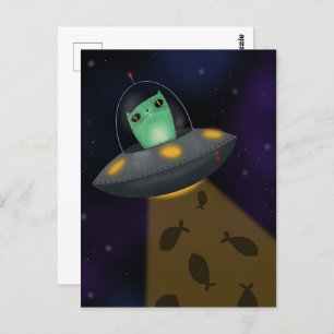 Alien Cat Postcard
