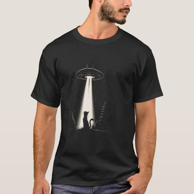 Alien Cat UFO Spaceship Kitty Sci Fi Galaxy Extrat T-Shirt (Front)