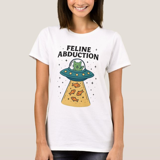 Alien Cats - Funny Feline Abduction T-Shirt (Front)