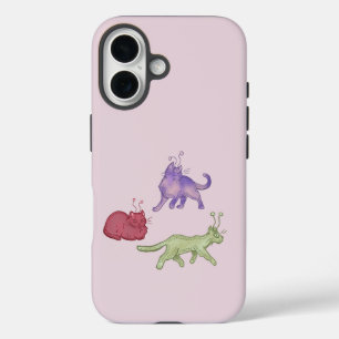 Alien Cats Whimsical Space Cat Funny Sci-Fi iPhone 16 Case