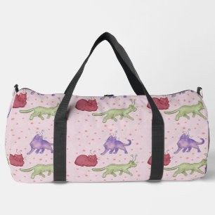 Alien Cats Whimsical Space Cat Funny Sci-Fi Duffle Bag