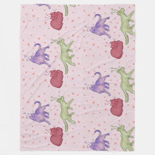 Alien Cats Whimsical Space Cat Funny Sci-Fi Fleece Blanket