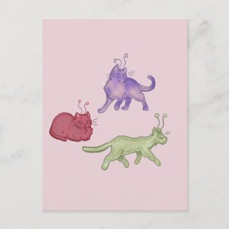 Alien Cats Whimsical Space Cat Funny Sci-Fi Postcard