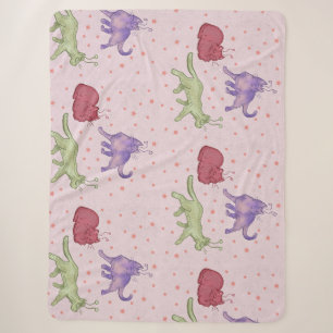 Alien Cats Whimsical Space Cat Funny Sci-Fi Sherpa Blanket